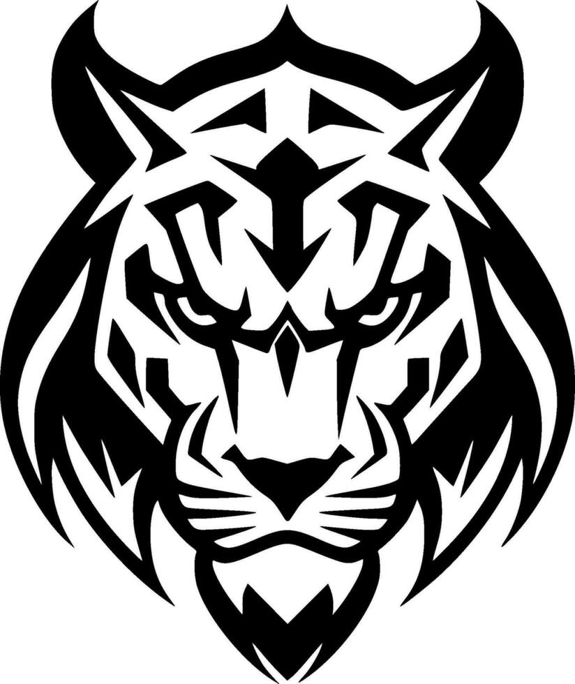 Tiger - Black and White Isolated Icon - Vector illustration