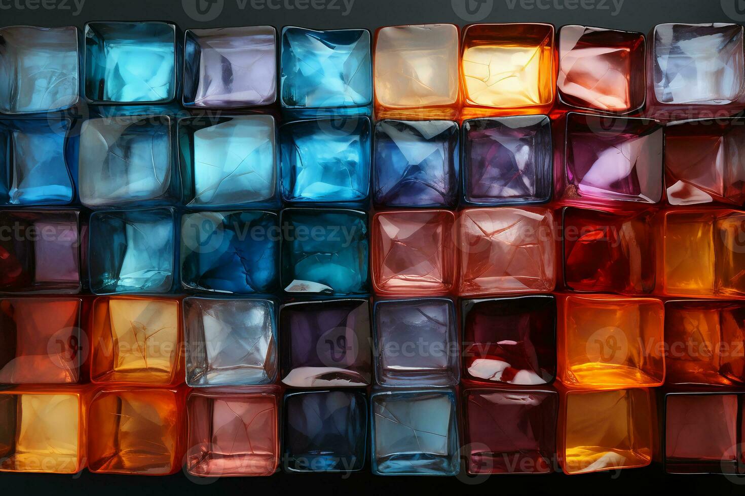 Glass brick wall texture, translucent, vivid color. AI generative photo