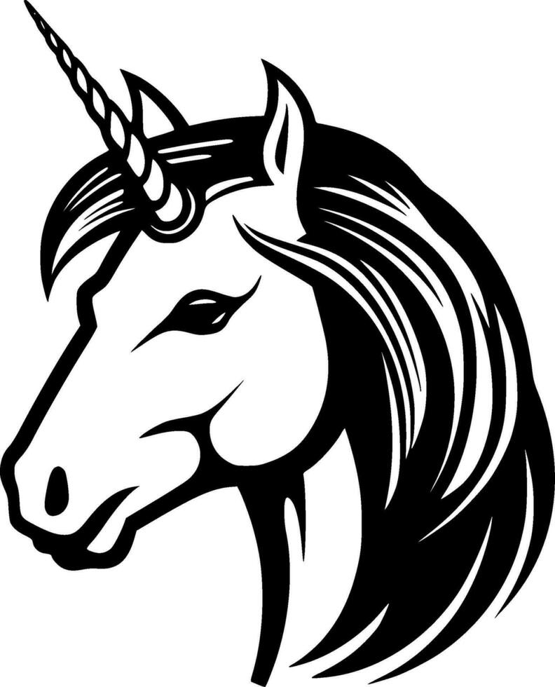 Unicorn, Black and White Vector illustration