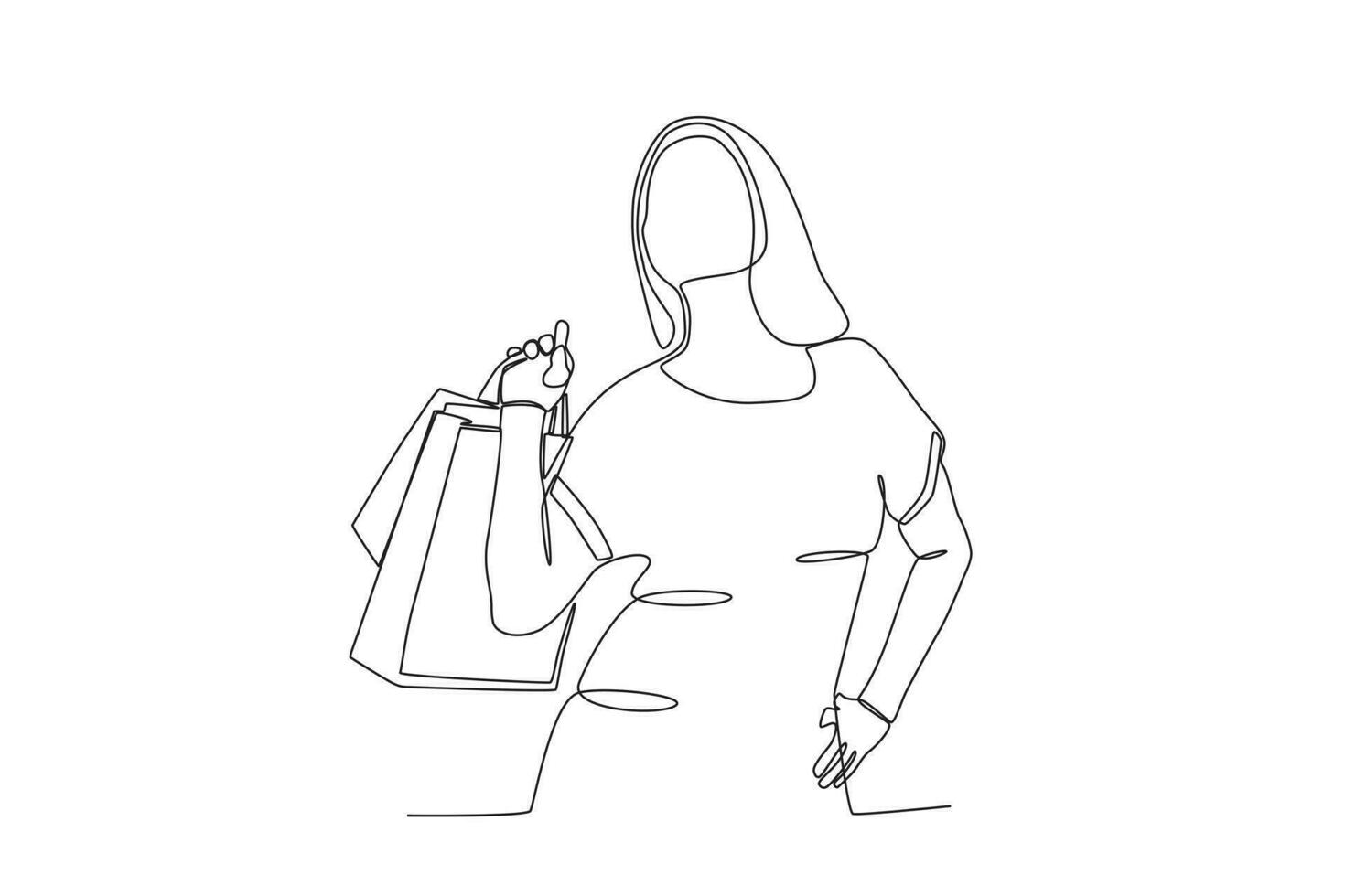 A happy woman shopping for discounts vector