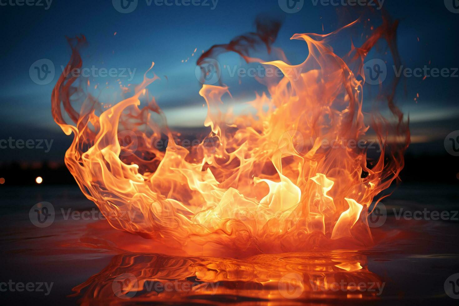 A frozen flame, long exposure photography. AI generative photo