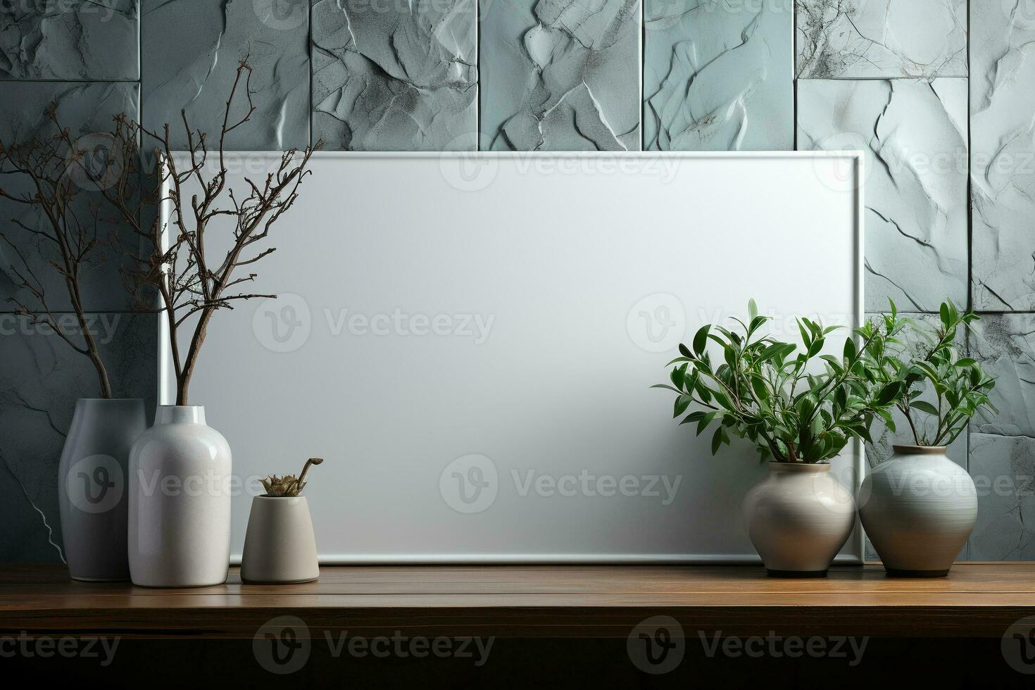 Horizontal or vertical background with ceramic tile. Mock up template. Copy space for text. AI generative photo
