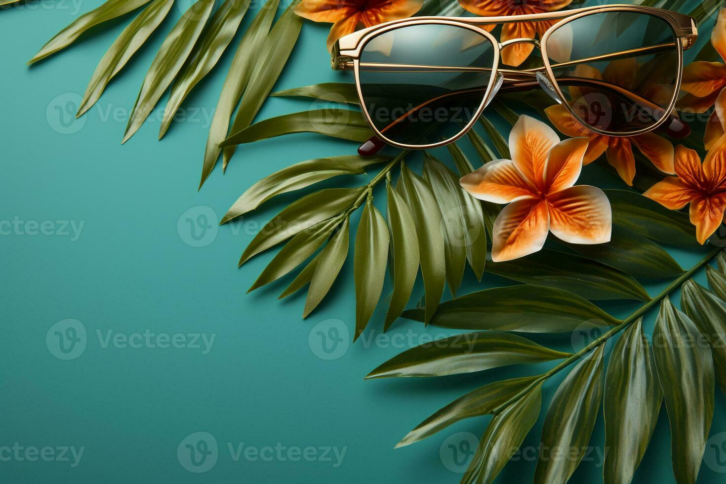 Summer background with copy space. AI generative photo
