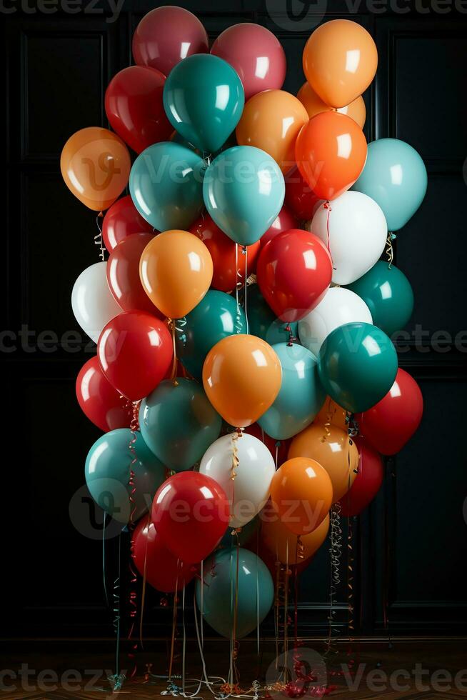a bunch of colorful balloons, including red, yellow, blue, green and other different colors of balloons. AI generative photo