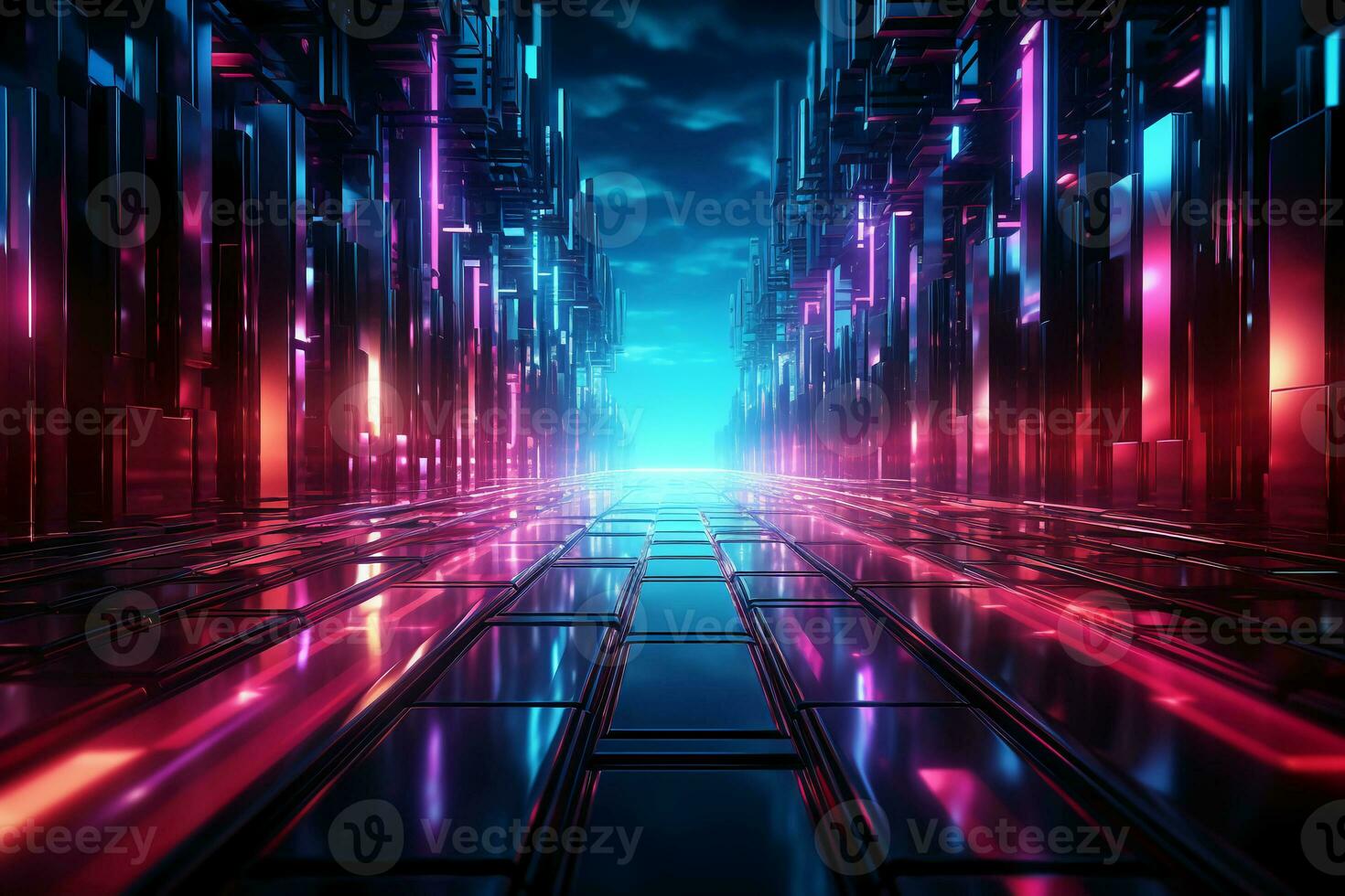 Cyberpac background, lines, abstract, magenta and cyan colors. AI generative photo