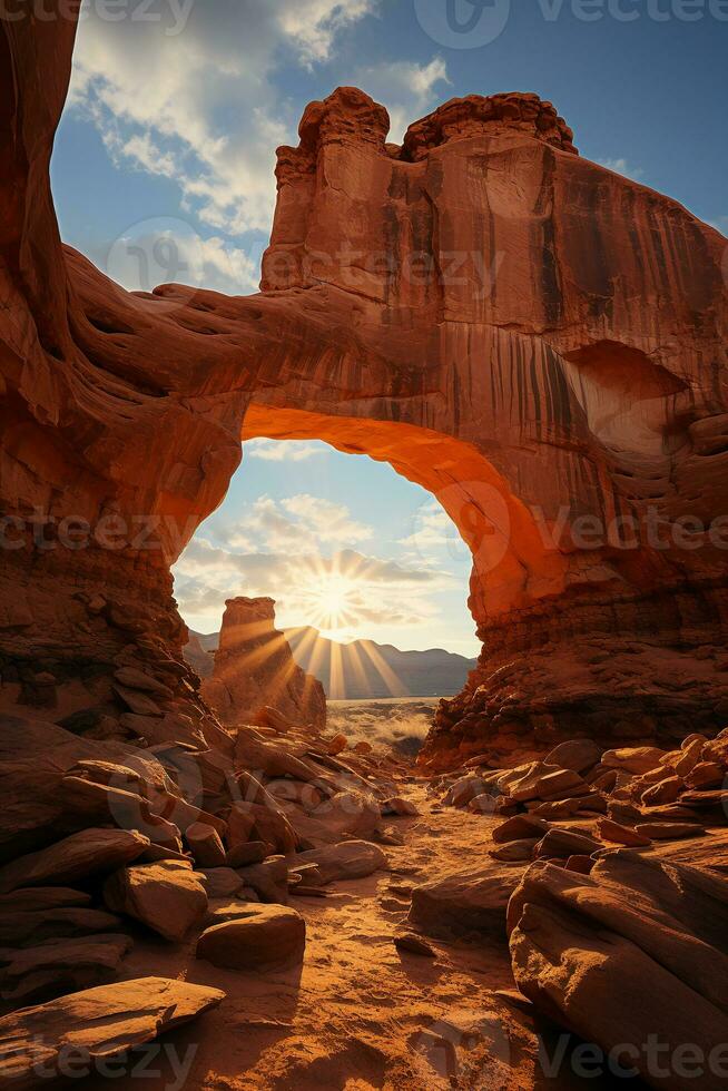 increíble alto rocas, esculpido por el viento y el mar. ai generativo foto