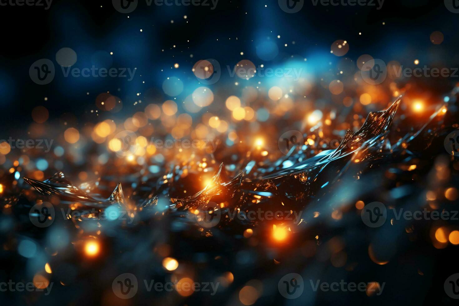 view of glowing particles floating about in the space. AI generative photo