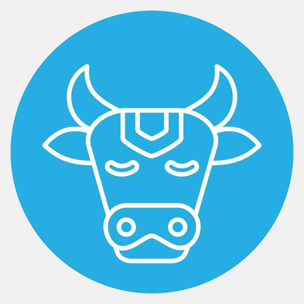 icono sagrado vaca. diwali celebracion elementos. íconos en azul redondo estilo. bueno para huellas dactilares, carteles, logo, decoración, infografía, etc. vector