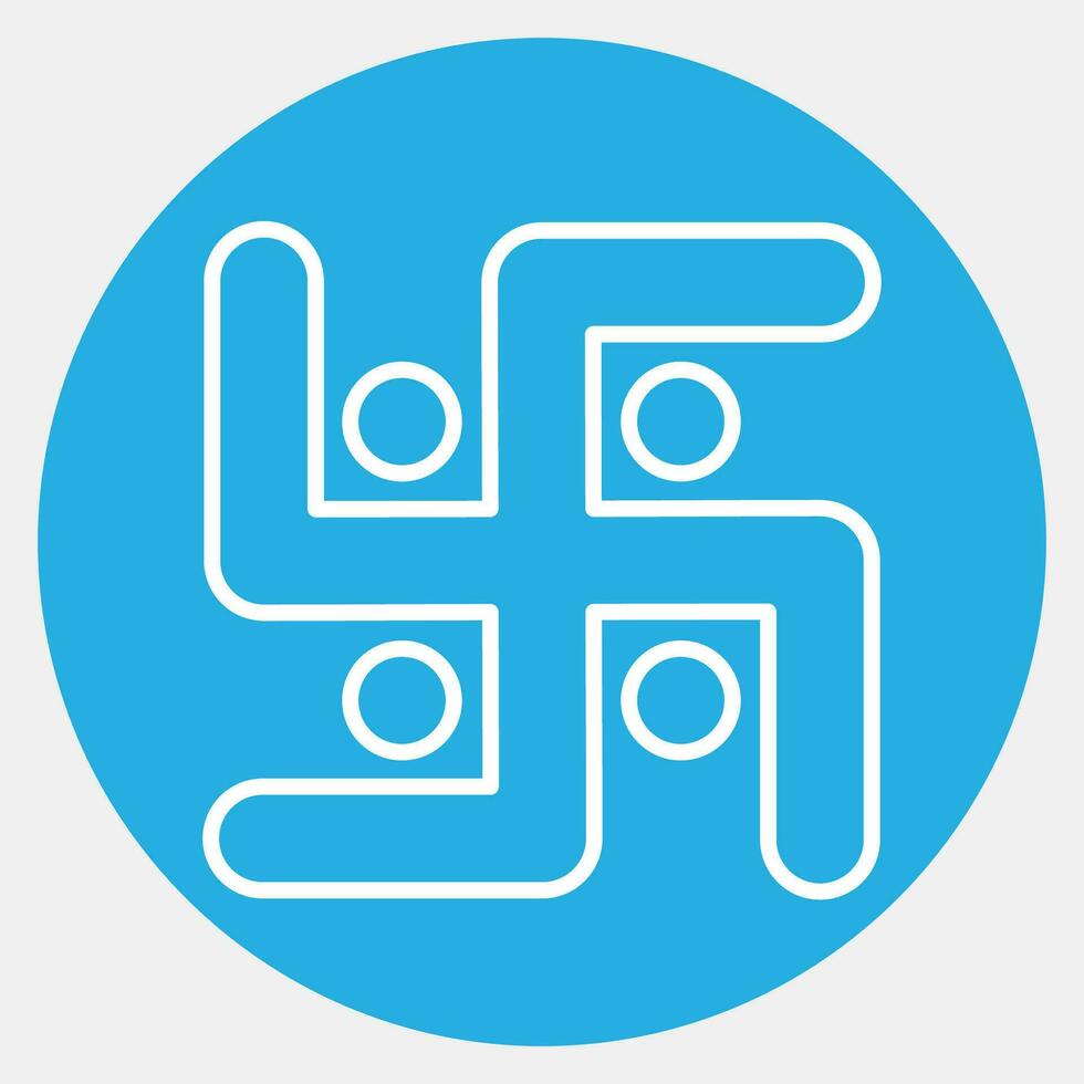 Icon swastika. Diwali celebration elements. Icons in blue round style. Good for prints, posters, logo, decoration, infographics, etc. vector