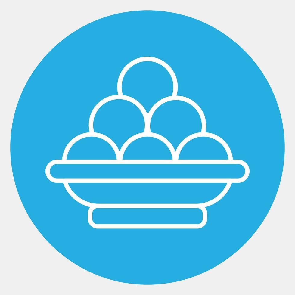 Icon laddu. Diwali celebration elements. Icons in blue round style. Good for prints, posters, logo, decoration, infographics, etc. vector