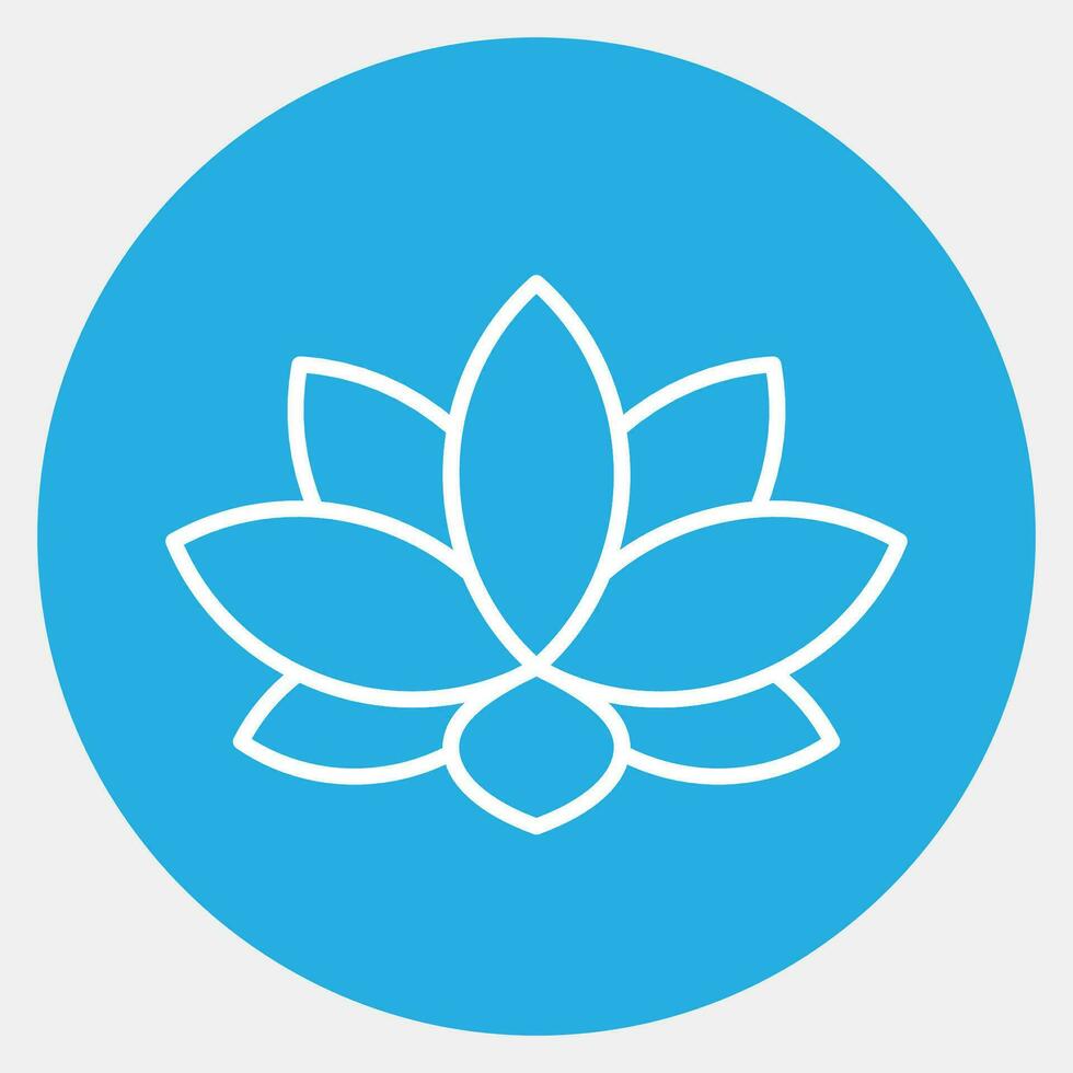 Icon lotus. Diwali celebration elements. Icons in blue round style. Good for prints, posters, logo, decoration, infographics, etc. vector