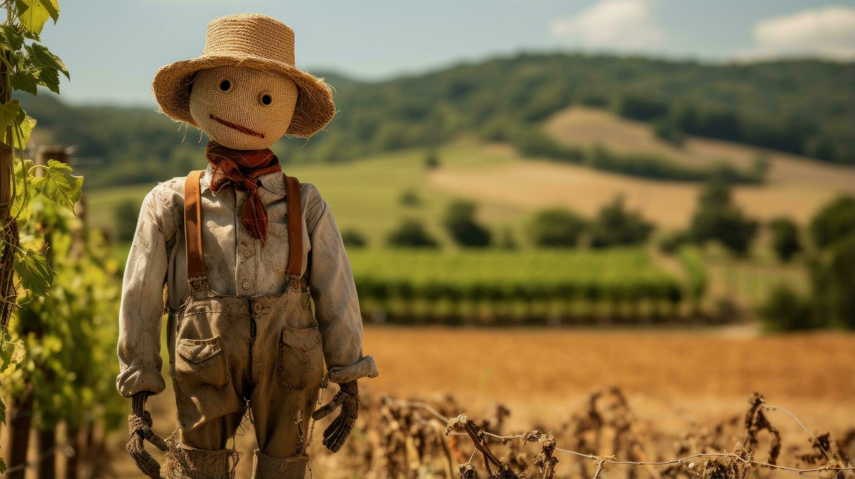 Scarecrow guarding the fields in the countryside. photo