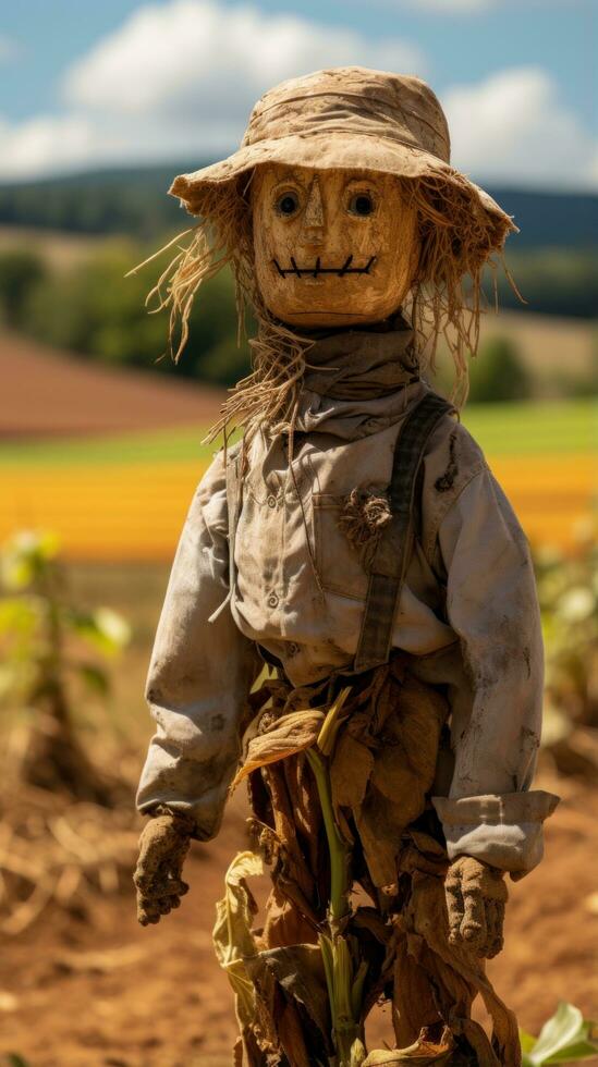 Scarecrow guarding the fields in the countryside. photo