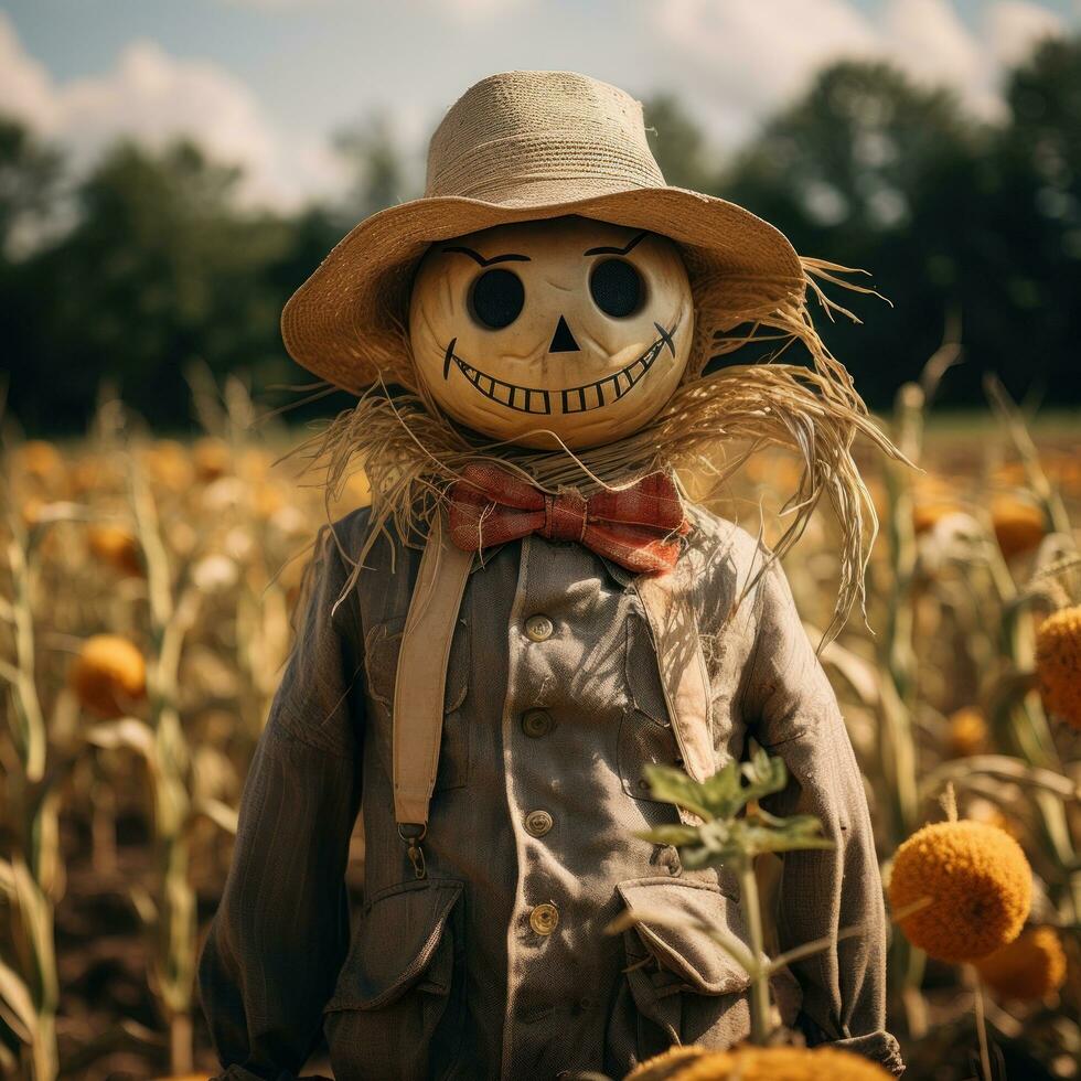 Scarecrow guarding the fields in the countryside. photo