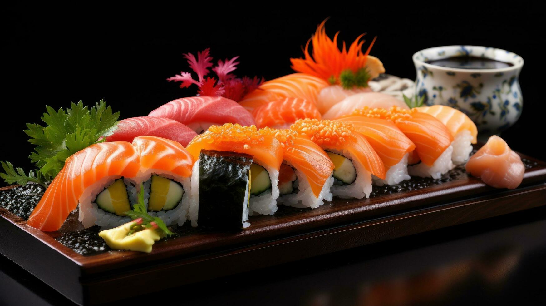 Sushi - elegante, hermoso, fresco, japonés culinario Arte foto