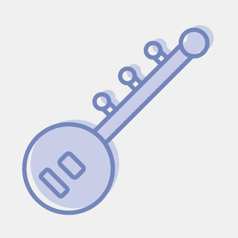 Icon sitar. Diwali celebration elements. Icons in two tone style. Good for prints, posters, logo, decoration, infographics, etc. vector