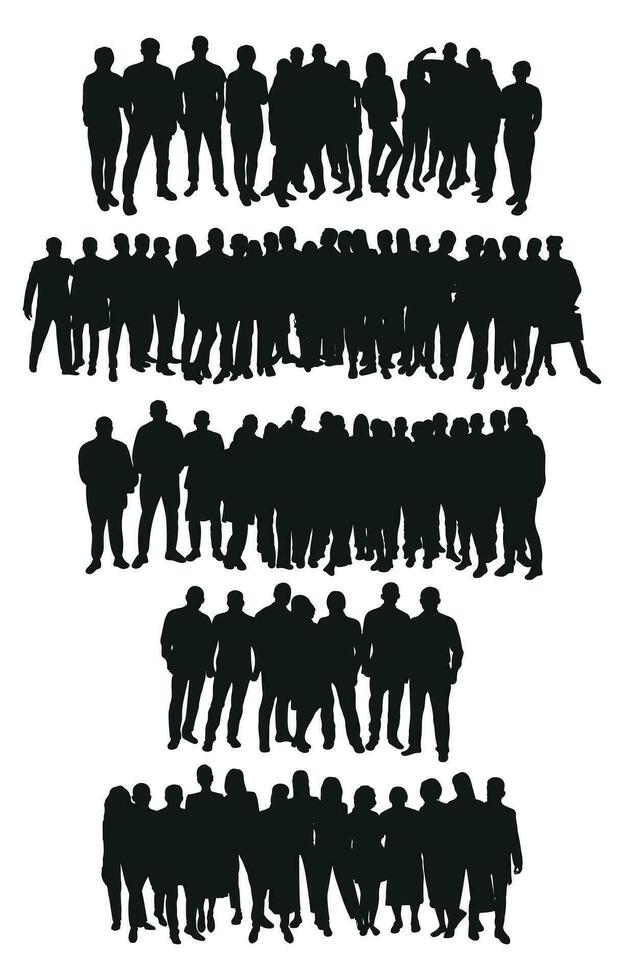 imagen de multitud silueta, grupo de gente. masculino y hembra cuerpo formas vector