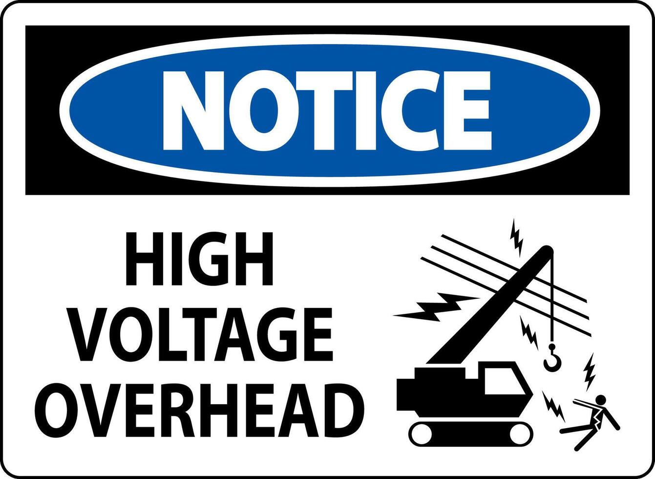 Notice Sign High Voltage Overhead vector