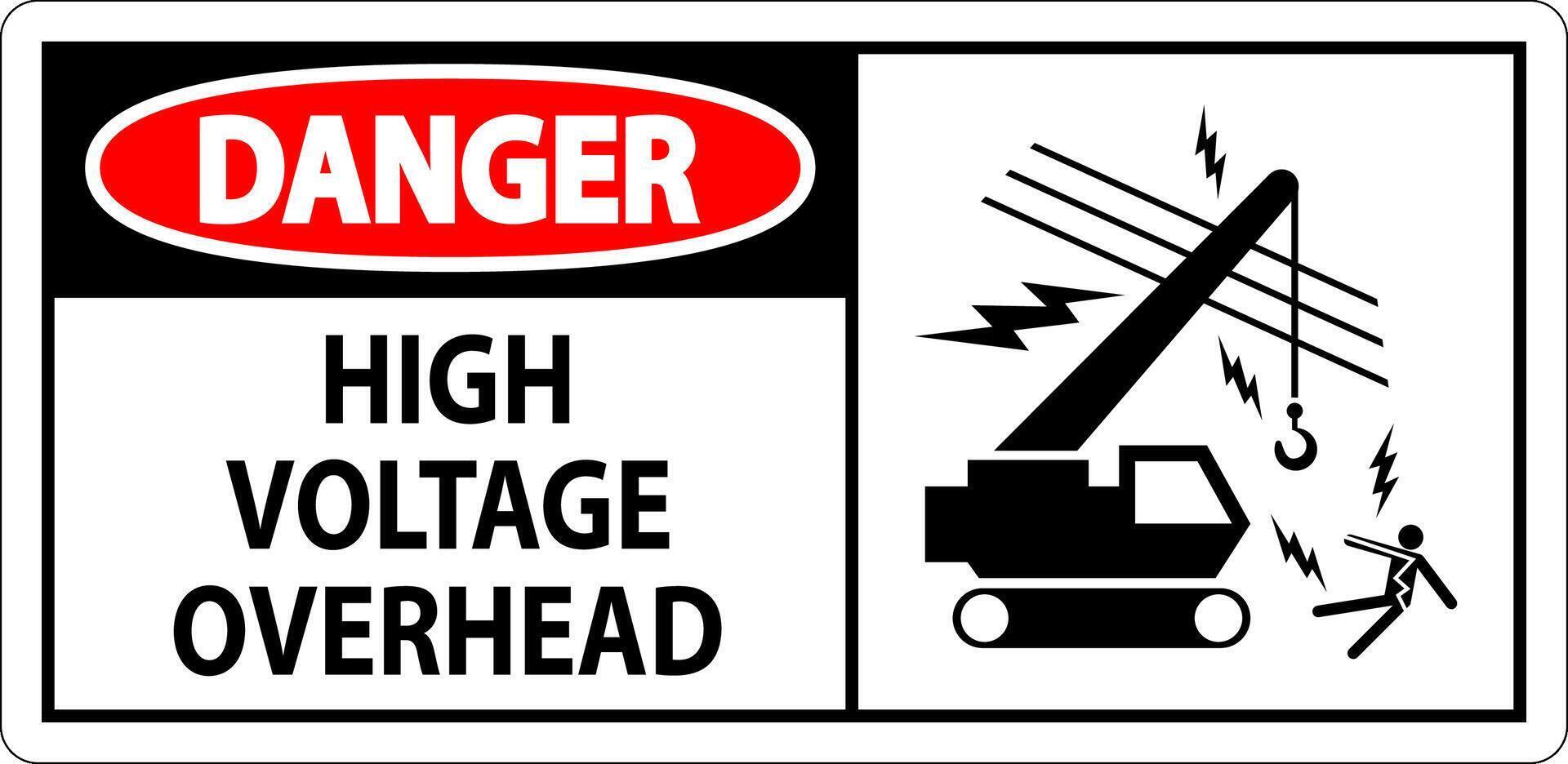 Danger Sign High Voltage Overhead vector