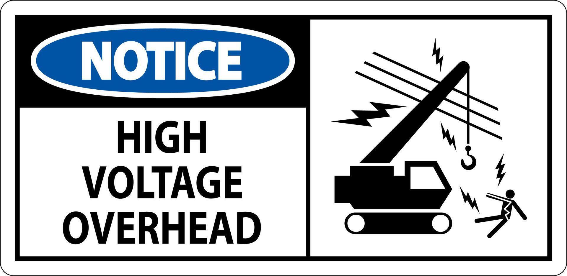 Notice Sign High Voltage Overhead vector