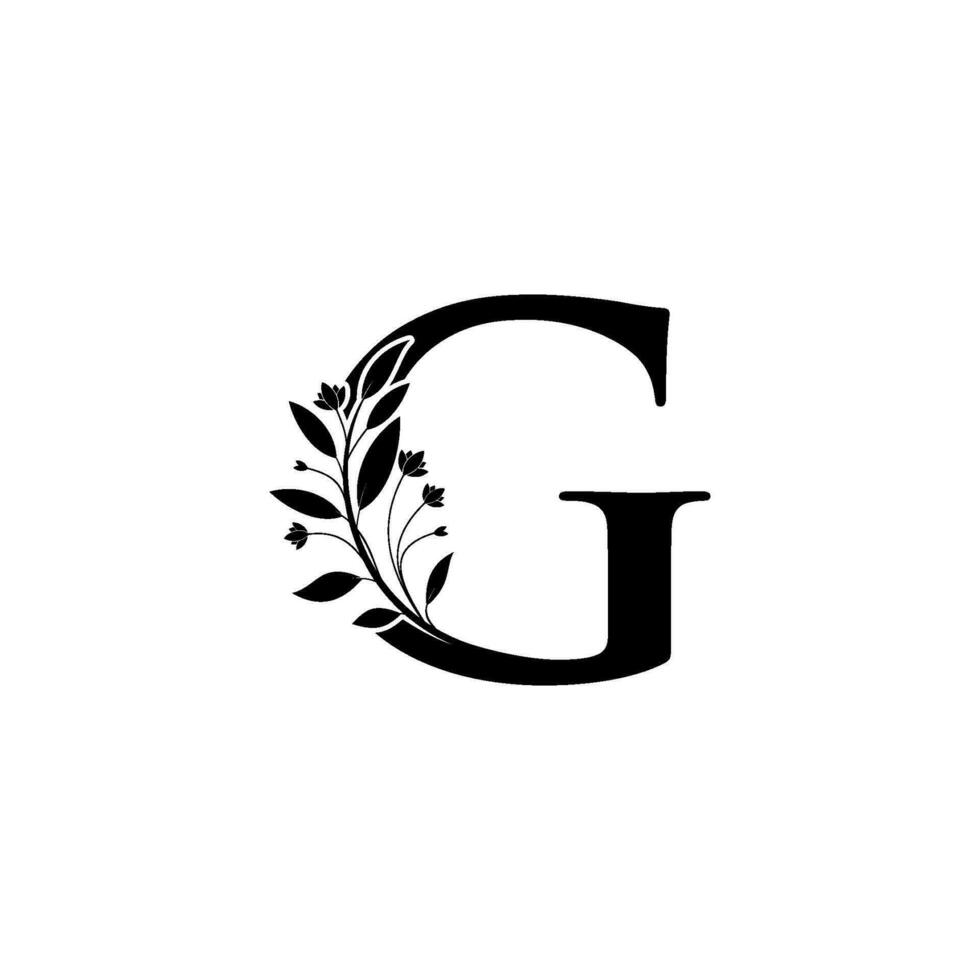 Floral letter G logo Icon, Luxury alphabet font initial design isolated vector