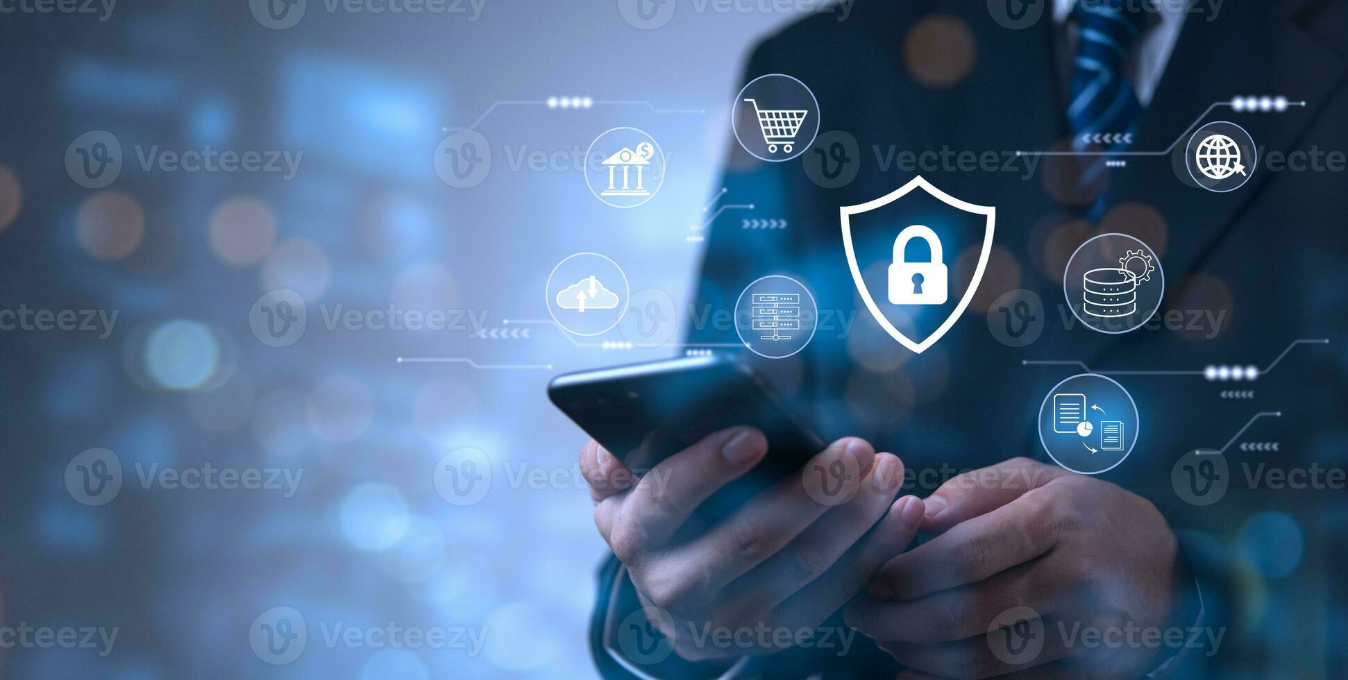 Global Network Security Cybersecurity Concept for Data Protection and Privacy technology, Blockchain networks, Digital security and encryption Distributed storage networks. photo