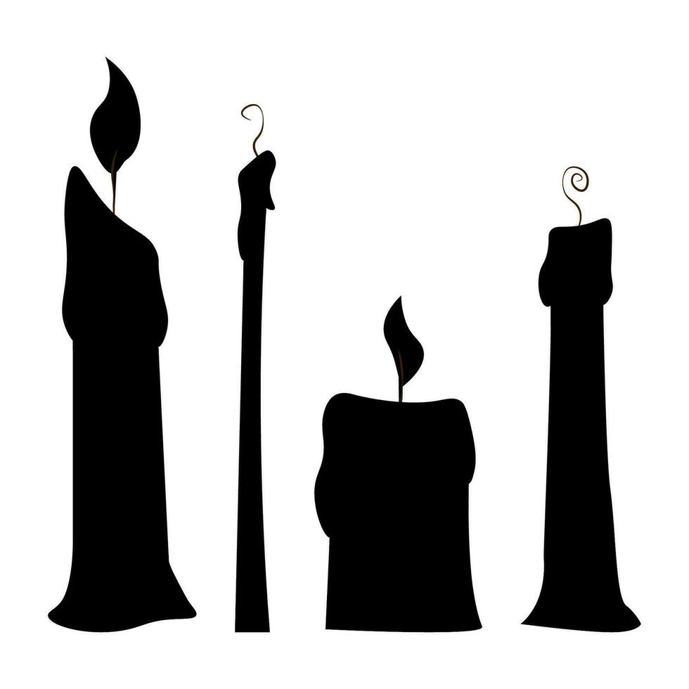 Set of black different candle icons vector