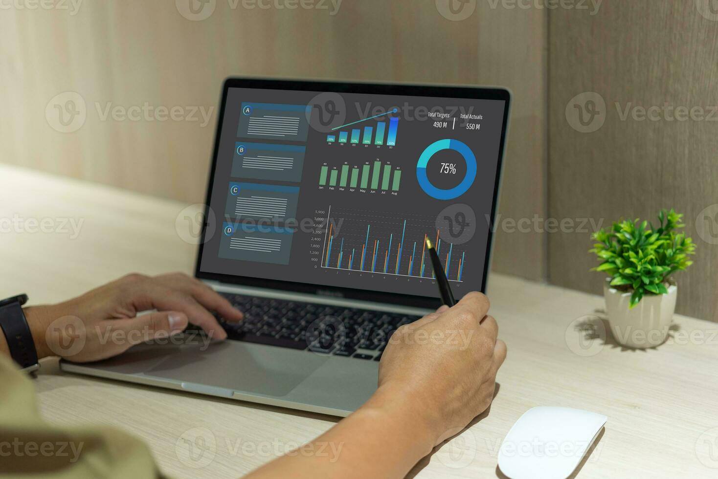 Big data analysis information flow for business growth and strategy graphs and dashboards innovation insights data management system with KPI photo