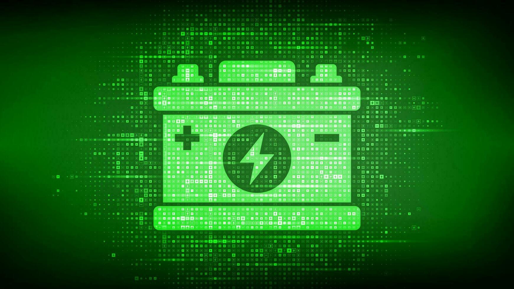 Accumulator battery icon made with electricity signs. Automobile accumulator. Green Energy. Charging point station. Battery power supply background. Vector illustration.