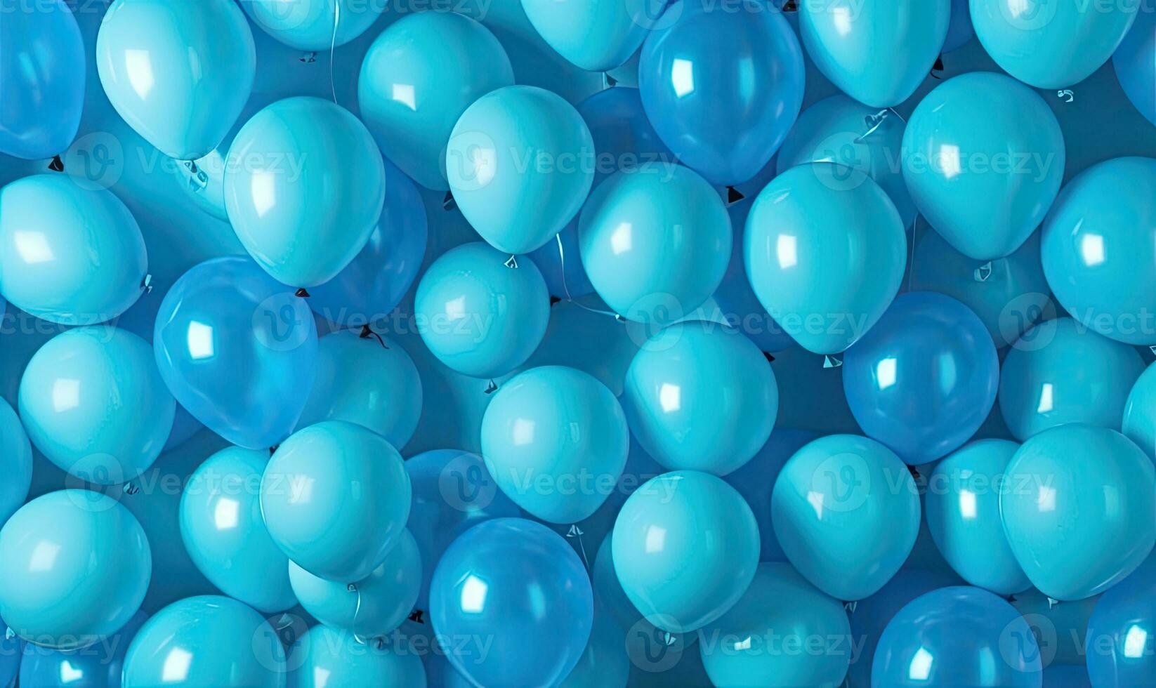 Blue balloons background. Festive painting. For banner, postcard, book illustration. Created with generative AI tools photo