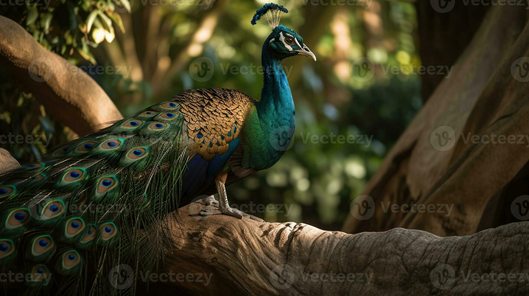 The elegant Peacocks are very colorful, generative ai photo