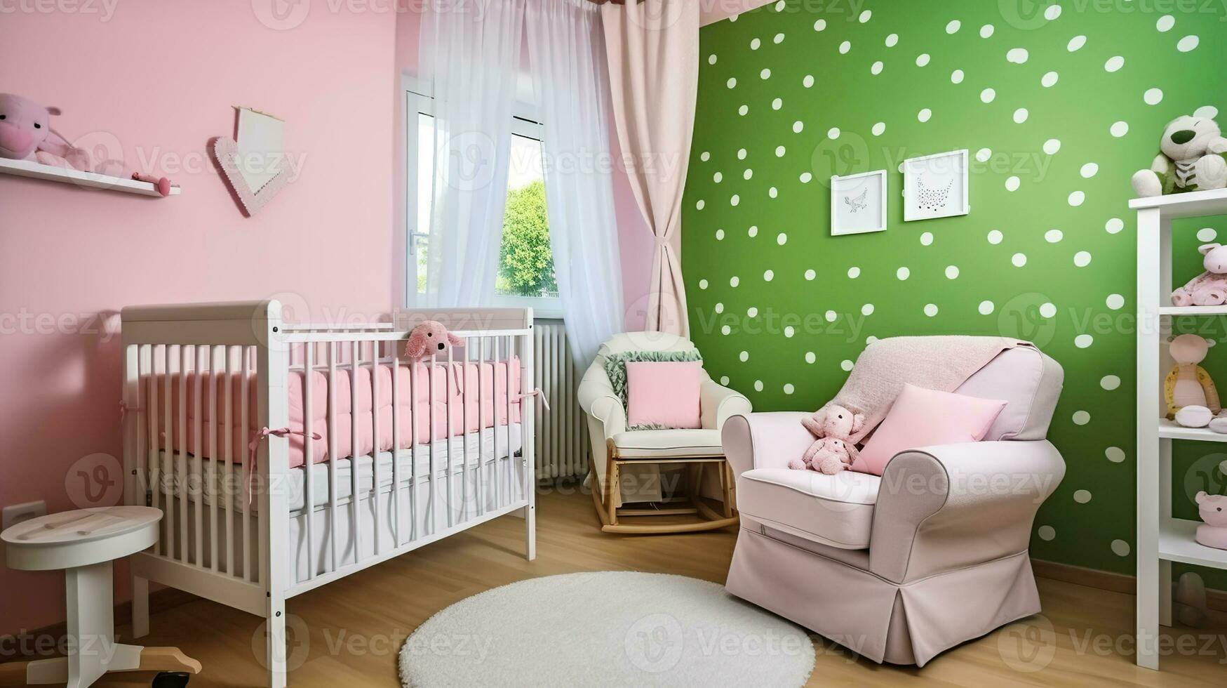 Beautiful interior of baby room, AI Generative photo