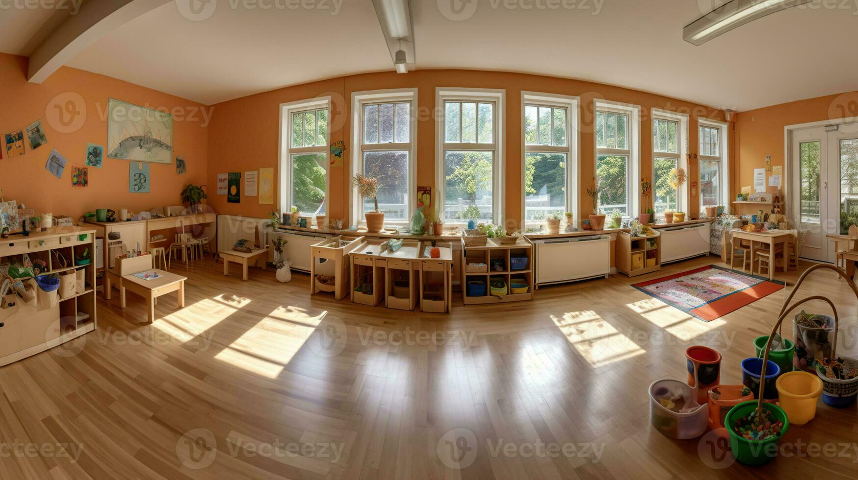 Interior of a montessori kindergarten, AI Generative photo