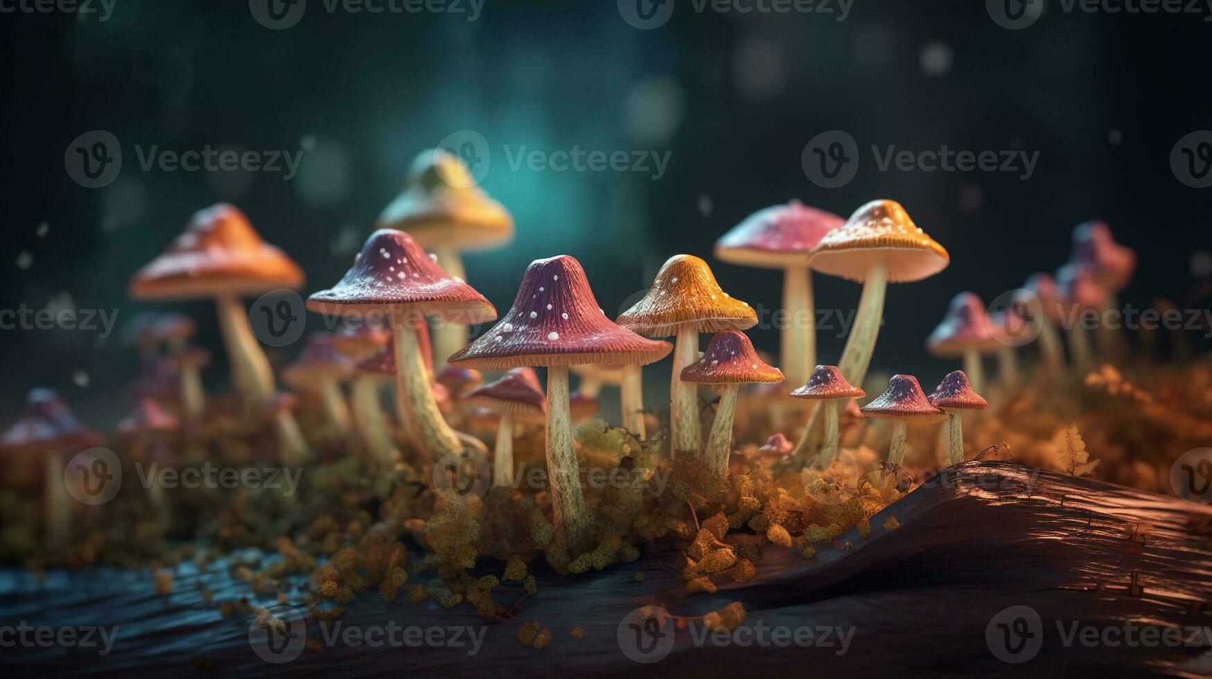 3D illustration. Psilocybin mushrooms, Commonly known as magic mushrooms. AI Generative photo