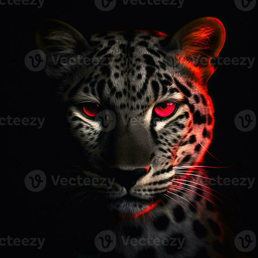 Sleek and Deadly, A Red and Black Panther-Cobra Mix with Perfect Symmetry, Generative AI photo