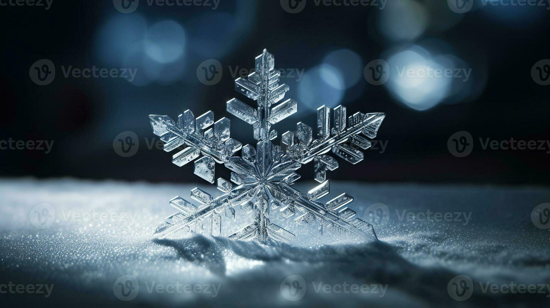 Snowflake frozen in a block of ice, crystal shard, backlit, beautiful lighting. Generative AI photo