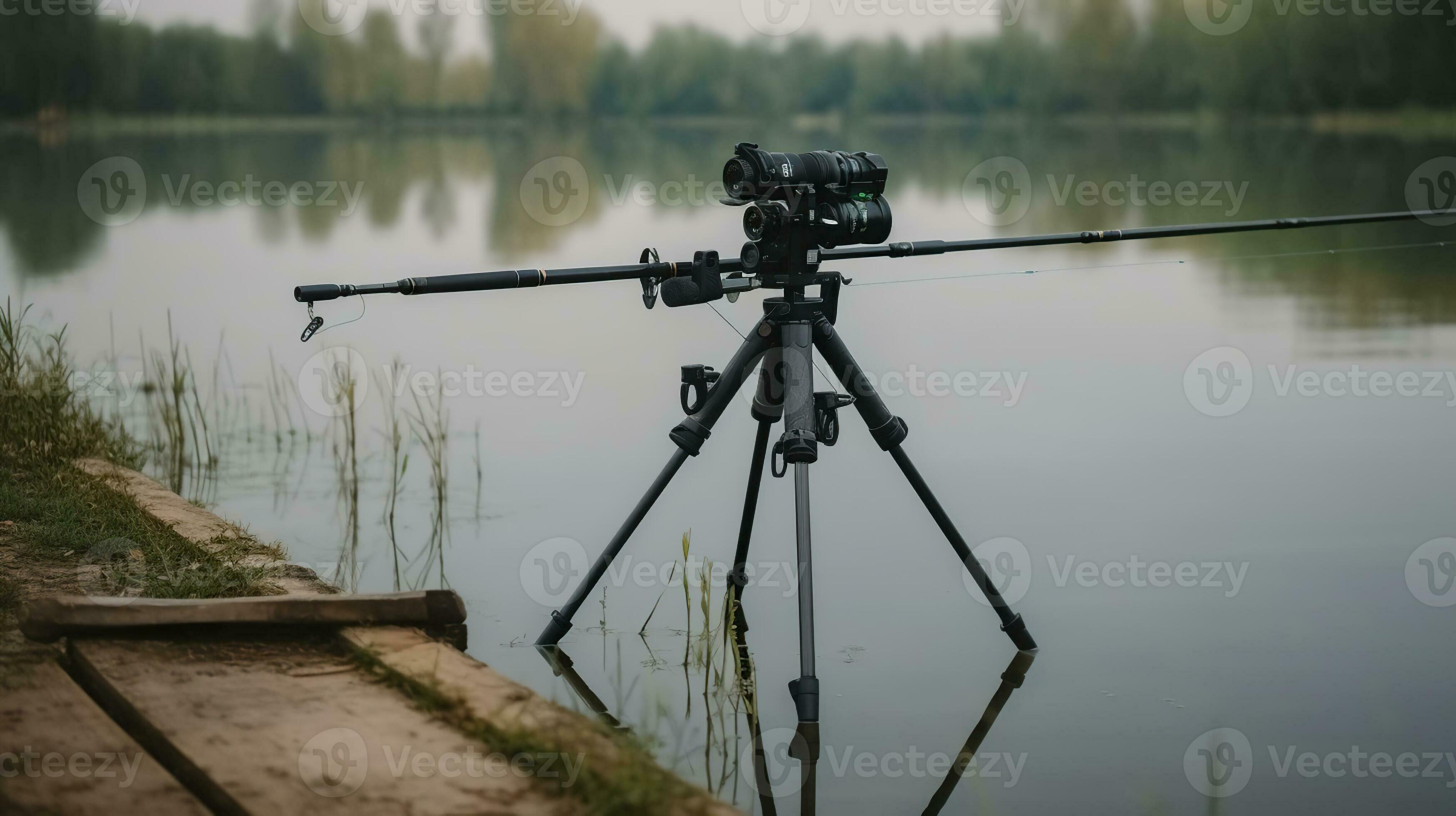 Spinning. Fishing with signaling devices on holder. Feeder fishing