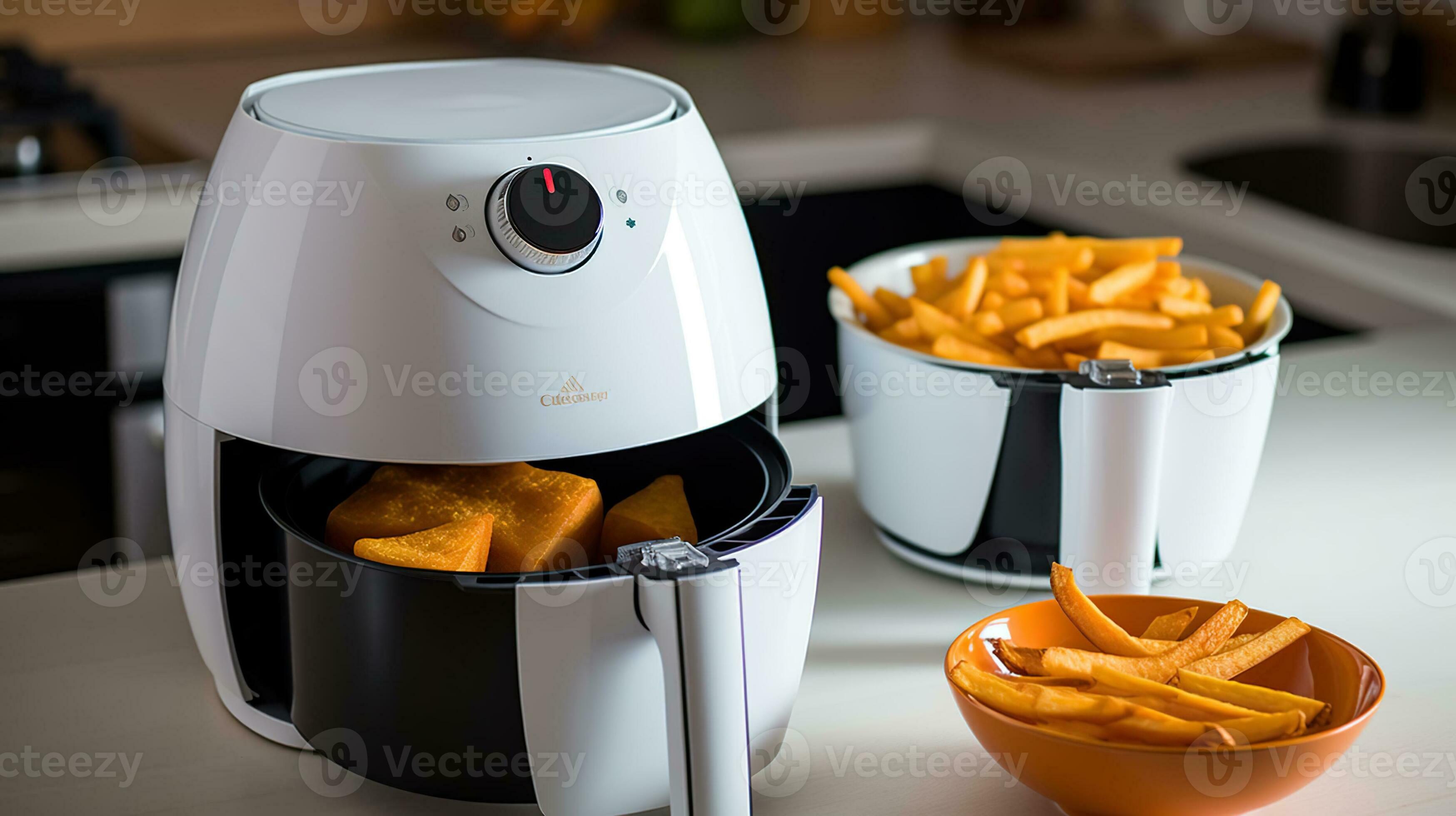 Round air fryer liners parchment on a kitchen table. Generative AI 29625136  Stock Photo at Vecteezy