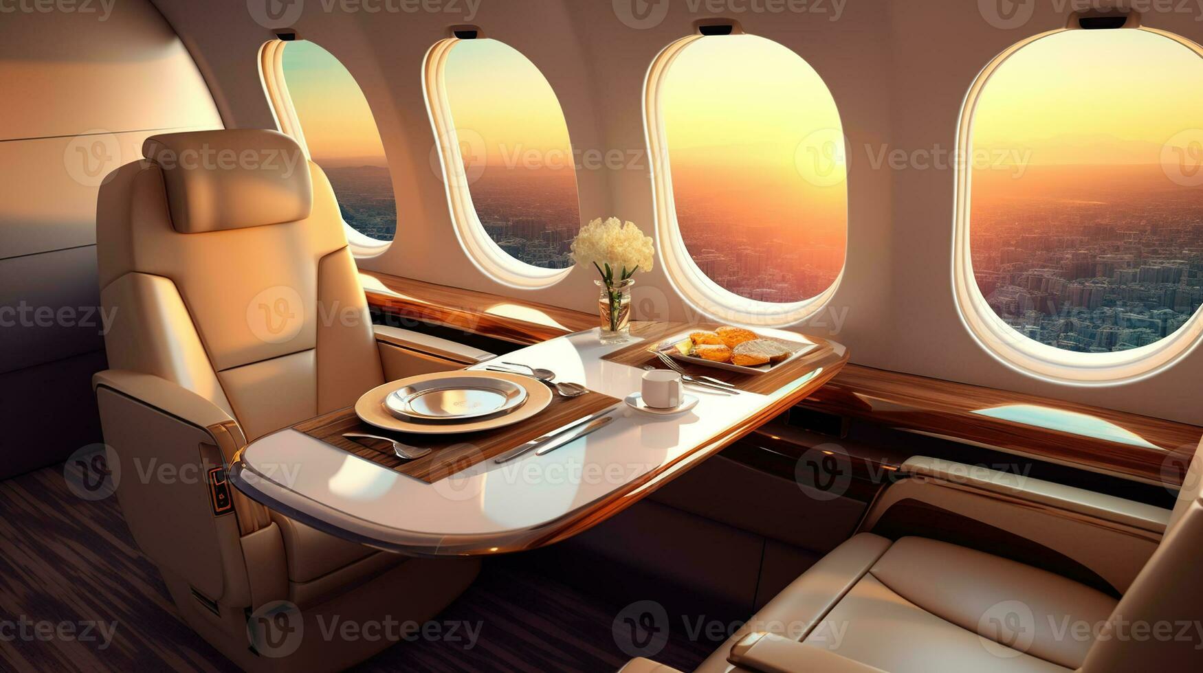 Embracing Luxury in Business Class Private Jet Travel, Generative AI photo