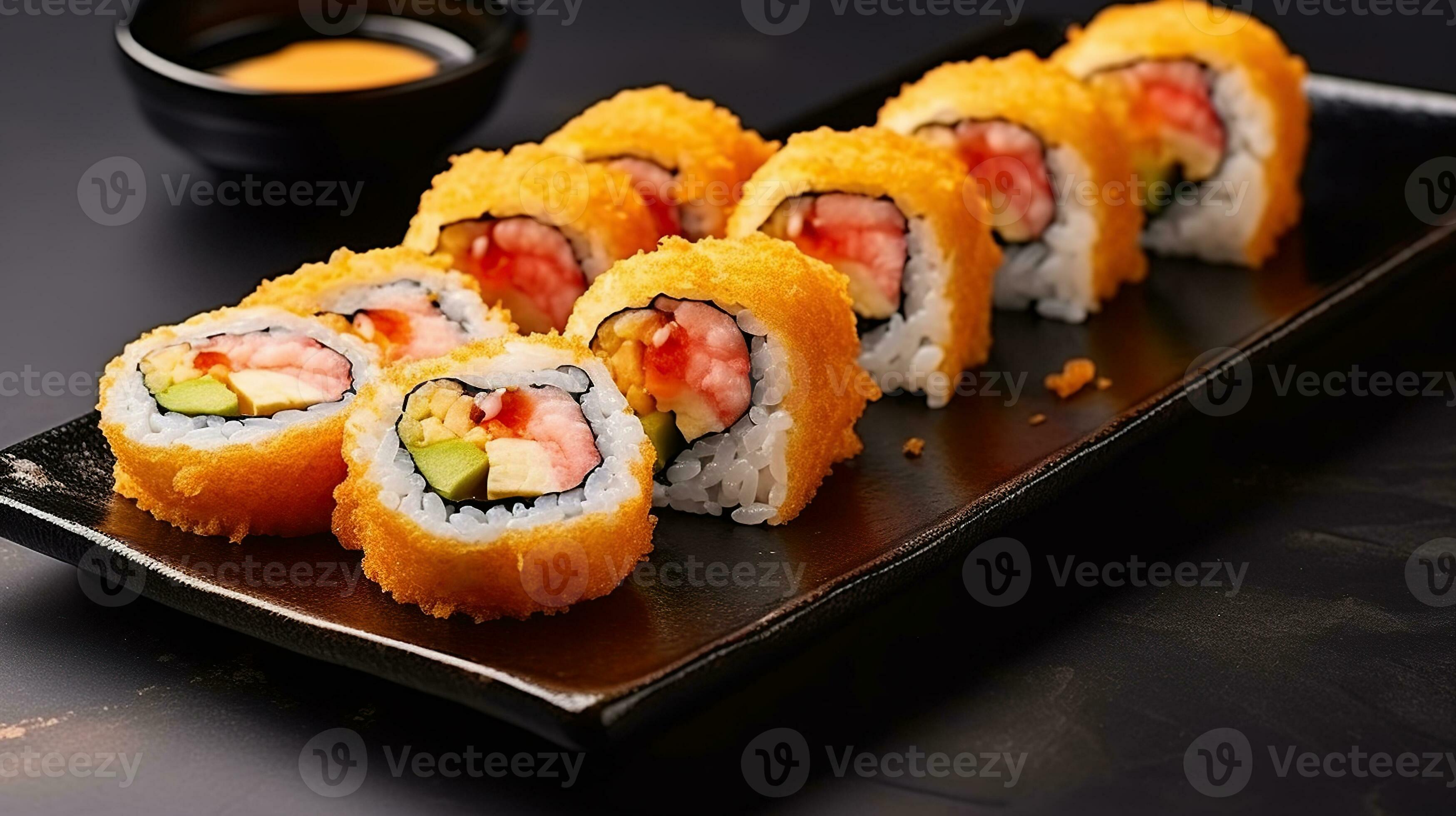 Hot Crispy Deep Fried Sushi Rolls with shrimp, Generative AI 29625903 Stock Photo at Vecteezy