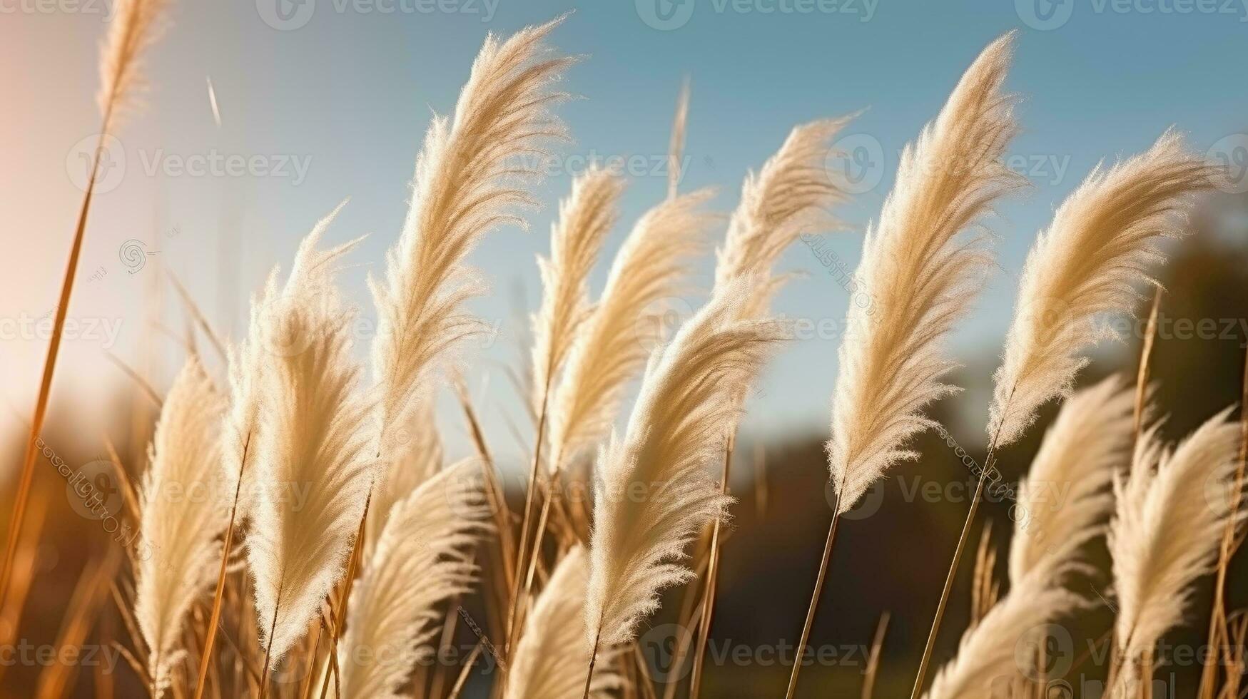 The Radiant Beauty of Pampa Grass in the Sun. Generative AI photo