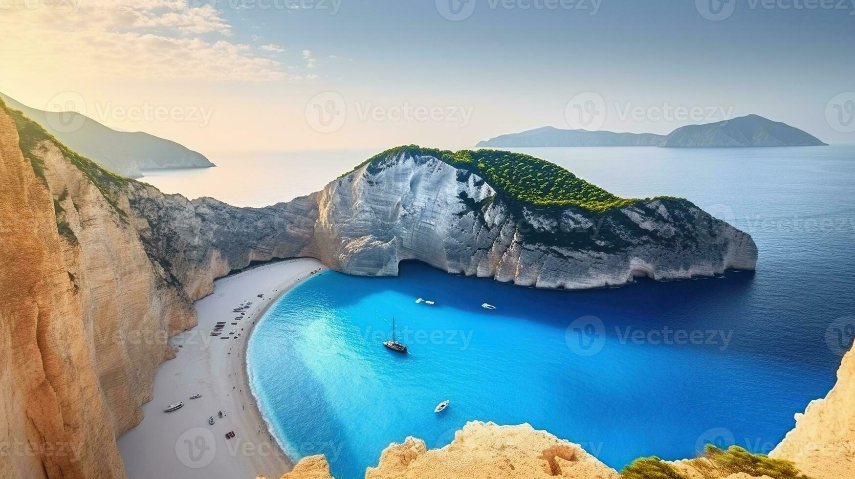 tropical paraíso, explorador el esplendor de navagio playa en zakynthos. generativo ai foto