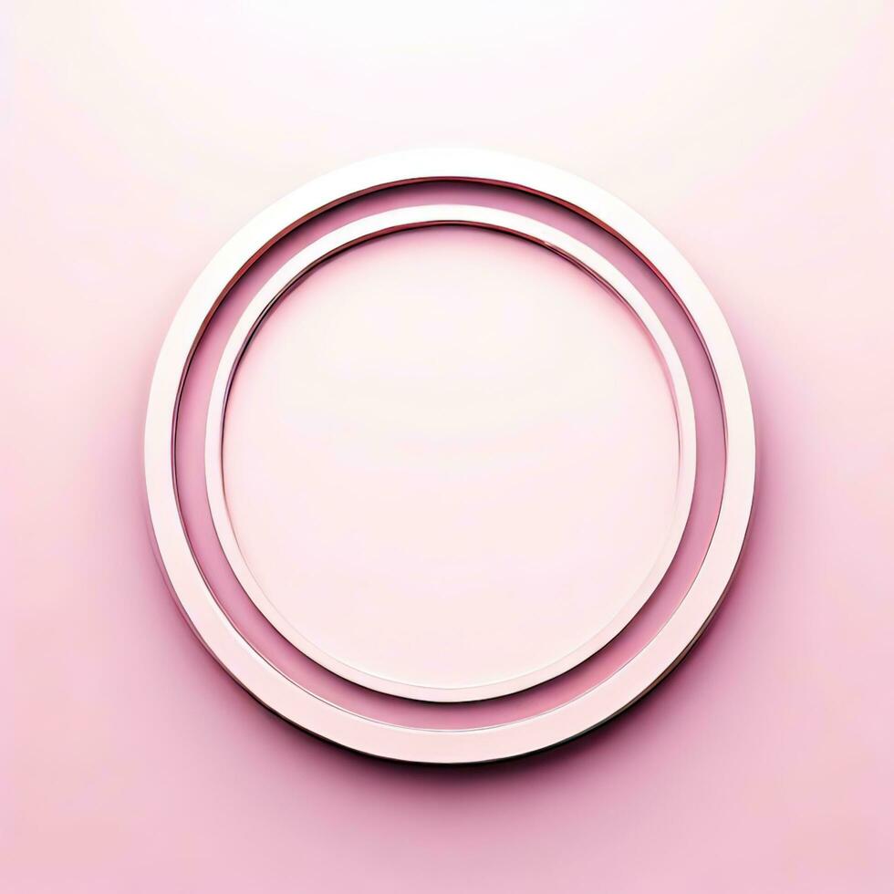 Beauty cosmetics product presentation flat lay mockup scene with pink circle shape on white marble table with copy space. Trendy sunlight, top view. Studio photography. Generative AI photo