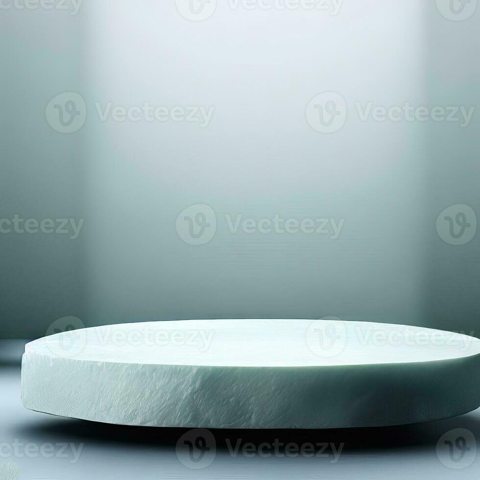 Abstract minimal scene with geometric forms. cylinder podium in blue background. product  Generative AI photo