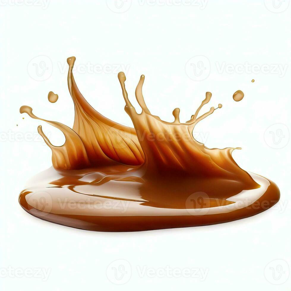 Chocolate splash isolated transparency background. Generative AI. photo