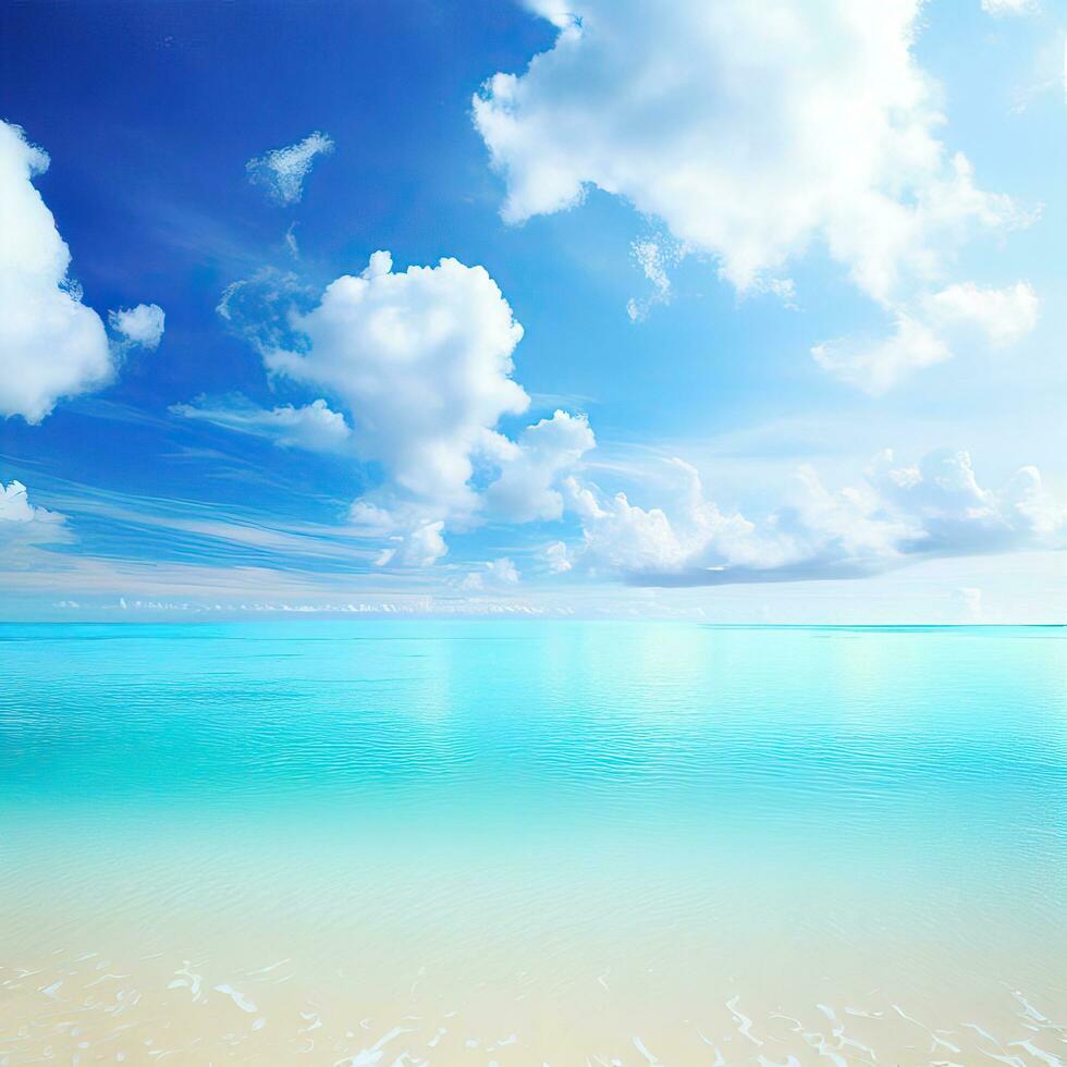 Beautiful tropical beach with blue sky and white clouds abstract texture background  Generative AI photo