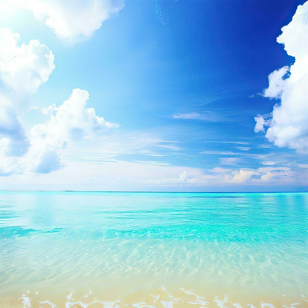 Beautiful tropical beach with blue sky and white clouds abstract texture background  Generative AI photo