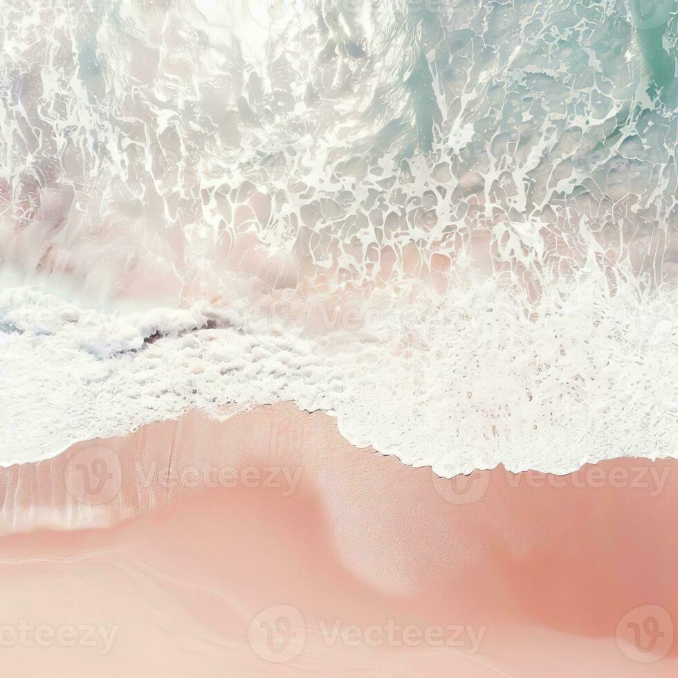 aéreo ver de claro turquesa mar aéreo ver de arenoso playa y Oceano con olas generativo ai foto