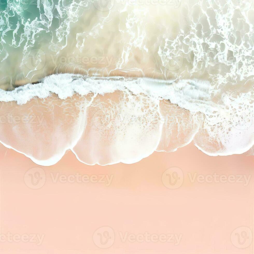 aéreo ver de claro turquesa mar aéreo ver de arenoso playa y Oceano con olas generativo ai foto