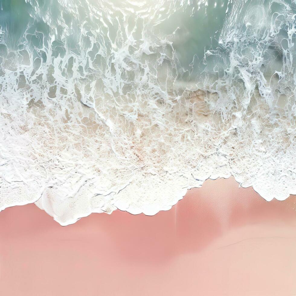 Aerial view of clear turquoise sea Aerial view of sandy beach and ocean with waves Generative AI photo